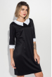 Платье женское со светлым воротником, рукав три четверти 72PD46 черно-белый
