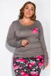 Пижама женская с цветочным принтом 107P137 серо-розовый