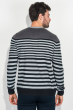 Пуловер мужской в полоску 50PD341 серо-черный