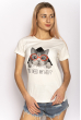Стильная летняя футболка 600F018 котик молочный