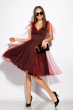 Фатиновое платье 136P618 черно-бордовый