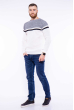 Стильный мужской свитер 608F002 светло-серый / молочный