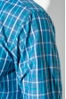 Рубашка мужская в клетку 50PD0053 клетка сине-бирюзовый