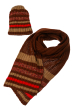 Комплект детский (для мальчика) шапка и шарф узор полоска 65PB0008 junior коричнево-красный