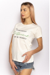 Стильная летняя футболка с надписями 600F019 молочный