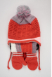Комплект детский (для девочки) шапка, шарф и варежки 120PTEM50009 junior коралловый