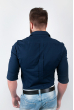 Рубашка мужская из хлопка, длинный рукав №208F003 темно-синий