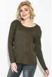 Свитер женский с карманом на груди 123V005 темно-зеленый