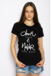 Футболка женская с текстовым принтом 600F013 черный