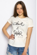 Футболка женская с текстовым принтом 600F013 молочный