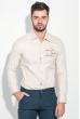 Рубашка мужская с круглой нашивкой на груди 50PD0011-2 бежевый