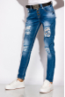 Рваные женские джинсы 120POS0322-1 светло-синий