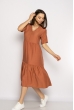 Однотонное платье свободного кроя 632F002 терракотовый