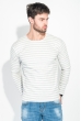 Джемпер мужской ткань в рубчик 501F001-1 бело-серый Джемпер мужской ткань в рубчик 501F001-1 бело-серый