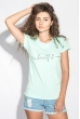 Футболка женская с блестящей надписью 211F028-4 мятный