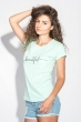 Футболка женская с блестящей надписью 211F028-4 мятный