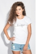 Футболка женская с блестящей надписью 211F028-4 белый