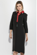Платье женское (батал) контрастный воротник, элемент декора на груди 74PD316 черно-бордовый