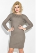 Платье-резинка однотонное 593K004 бежево-серый