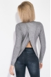 Свитер женский с разрезом на спине 133V001 серый
