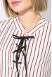 Блузка женская в полоску, с контрастной шнуровкой 64PD282-3 крем-бордо полоска