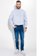 Рубашка мужская в полоску  511F008 бело-голубой