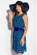 Платье женское с атласным поясом 964K037 сине-голубой