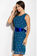 Платье женское с атласным поясом 964K037 сине-голубой