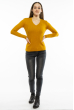 Пуловер женский с V-образным вырезом 618F401 горчичный