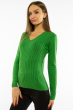 Пуловер женский с V-образным вырезом 618F401 зеленый