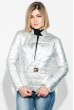 Куртка женская на одной кнопке, однотонная и металлик 69PD1050 серебро