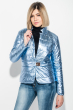 Куртка женская на одной кнопке, однотонная и металлик 69PD1050 голубой металик