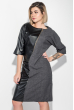 Платье женское (батал) комбинация фактур 74PD323 черный-серый меланж