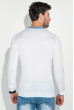 Пуловер мужской с полоской по ободку выреза 50PD301 бело-голубой