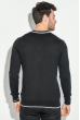 Пуловер мужской с полоской по ободку выреза 50PD301 черно-белый