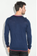 Пуловер мужской с полоской по ободку выреза 50PD301 темно-синий / красный