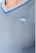 Пуловер мужской с полоской по ободку выреза 50PD301 серо-сиреневый