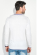 Пуловер мужской с полоской по ободку выреза 50PD301 бело-сиреневый