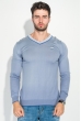 Пуловер мужской с полоской по ободку выреза 50PD301 серо-сиреневый Пуловер мужской с полоской по ободку выреза 50PD301 серо-сиреневый