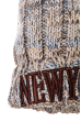 Шапка женская вязанная с нашивкой 259V001-2 бежево-голубой