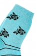 Носки женские с цветочками 120PNS018 светло-бирюзовый / черный
