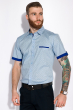 Мужская рубашка с коротким рукавом 120PAR396 светло-голубой