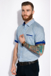 Мужская рубашка с коротким рукавом 120PAR396 светло-голубой