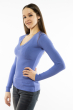 Пуловер женский с V-образным вырезом 618F070 васильковый