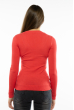 Пуловер женский с V-образным вырезом 618F070 ярко-коралловый