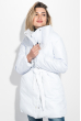 Куртка женкая длинная, двухфактурная (со вставками экокожи) 72PD754 молочно-белый