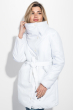 Куртка женкая длинная, двухфактурная (со вставками экокожи) 72PD754 молочно-белый