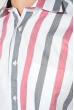 Рубашка мужская принт крупная полоска 50P3302 молочно-бордовый