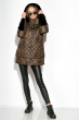 Пуховик женский с меховыми вставками на рукаве 127PZ18-270 коричнево-черный