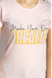 Футболка женская с надписью Dreams 600F025 светло-розовый
